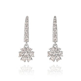 עגילים כסף תלויים פרח זרקונים